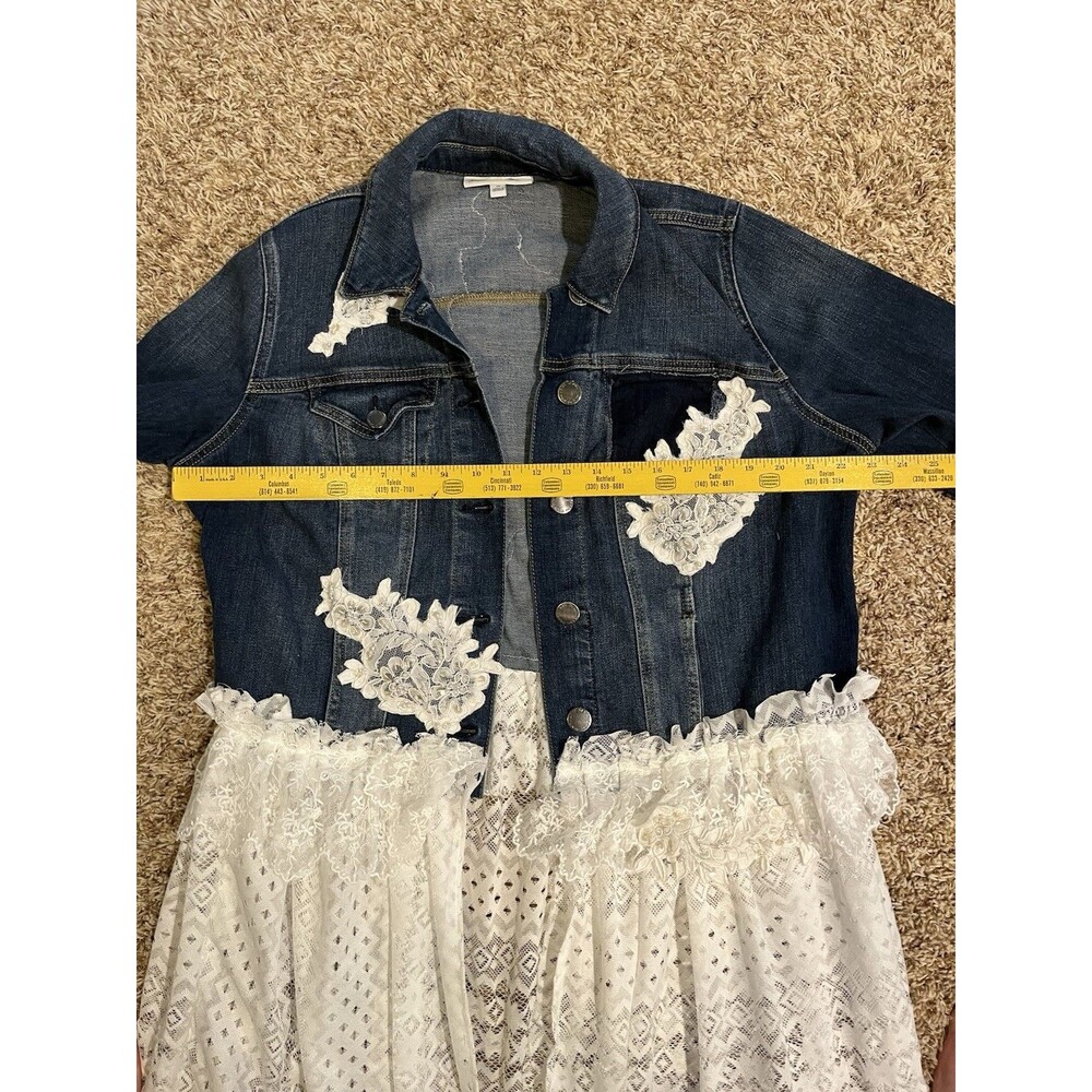 Lane Bryant 16 Custom Upcycled Denim Jacket Lace Dress Boho Cottagecore Plus - Picture 7 of 8